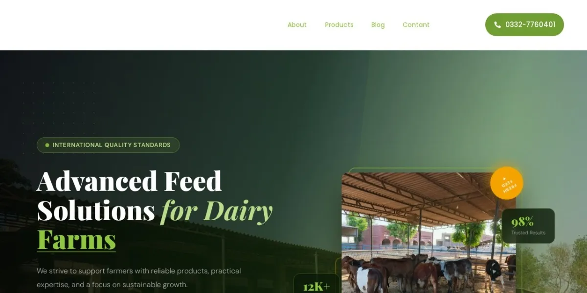FarmCG website homepage designed by Alpha Marketing World