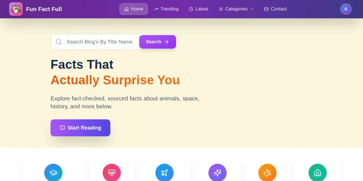 FunFactFull website homepage by Alpha Marketing World