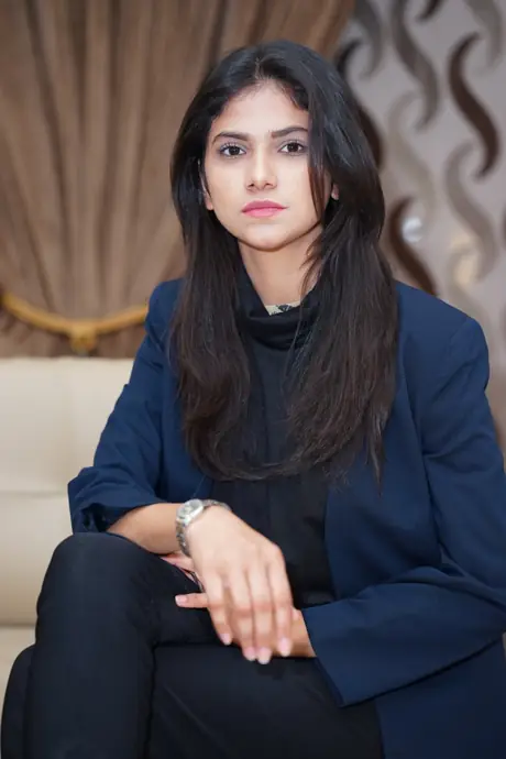 Mahwesh Nisar in a navy blazer