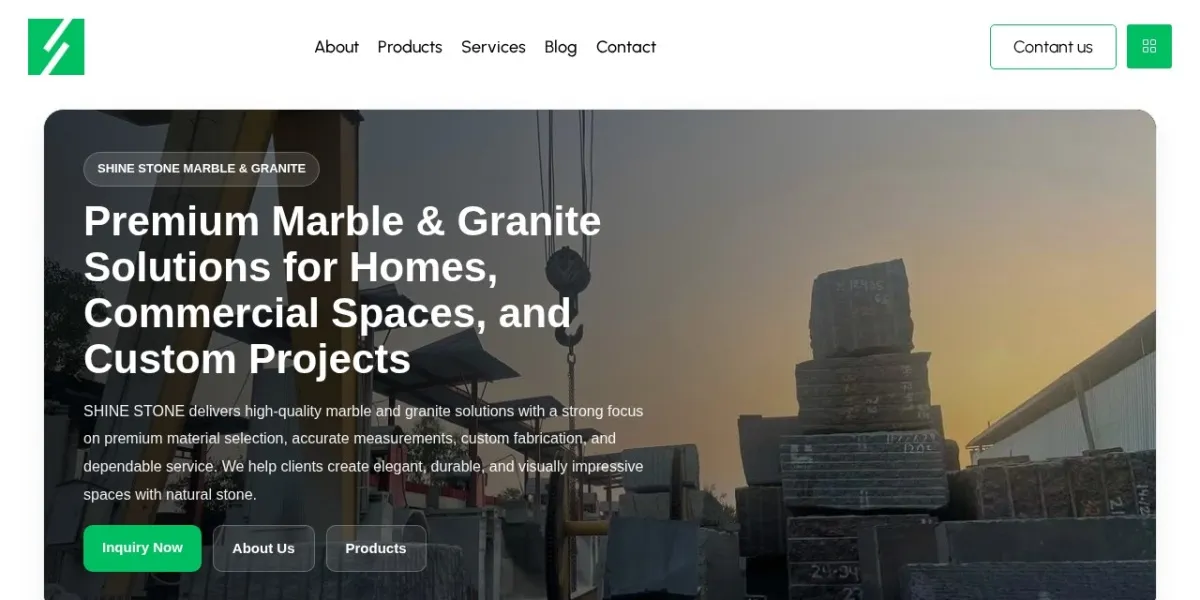 Shine Stone marble and granite website homepage by Alpha Marketing World